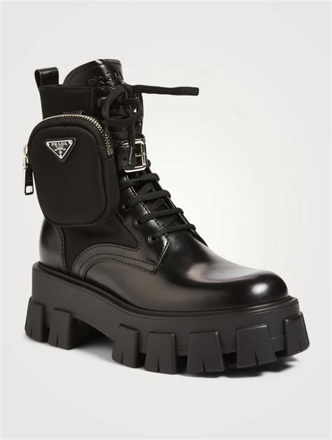 prada heeled combat boots|women Prada boots with pouch.